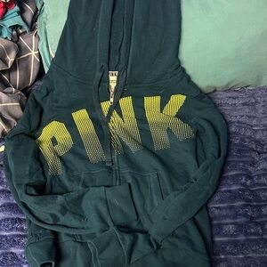 Victoria's Secret Teal Hoodie with Yellow Accents